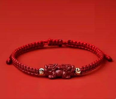 Natural raw ore refined women's Pixiu bracelet, cinnabar bracelet