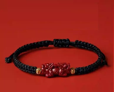 Natural raw ore refined women's Pixiu bracelet, cinnabar bracelet