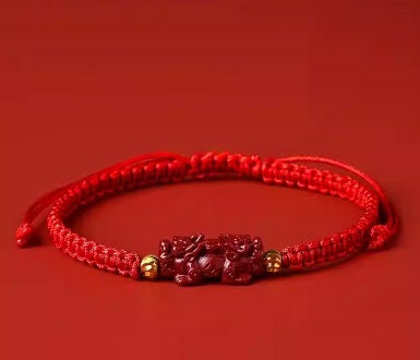 Natural raw ore refined women's Pixiu bracelet, cinnabar bracelet